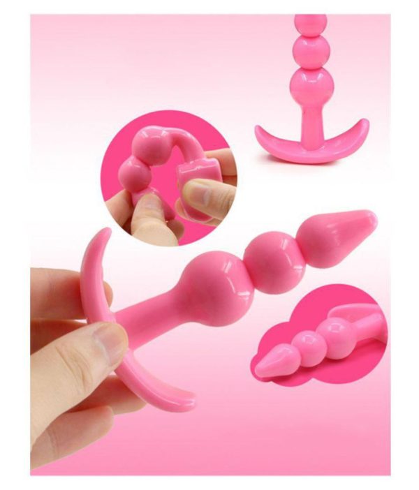 Anal Butt Plug Beads Stopper anchor Backyard Adult Toys-Pink