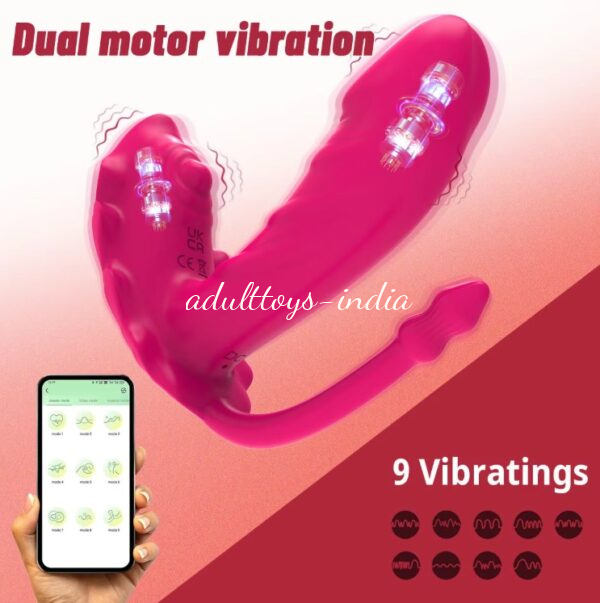 Pink Wearable G-Spot Anal Bead Dildo Vibrator Long Distance App Remote Control Butterfly Panty - Image 3