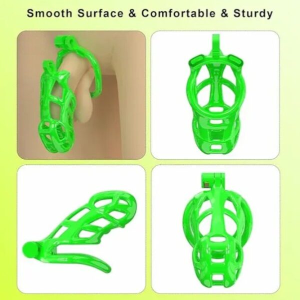 Green Cobra Standard 3D Printed Chastity Kit With Urethral with 5 Sizes Breathable Rings - Image 4