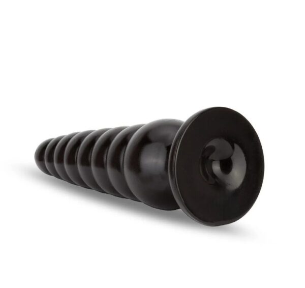 XL Black Spiral Beads 10″ Ribbed Butt Plug Anal Stretcher For Couple - Image 5