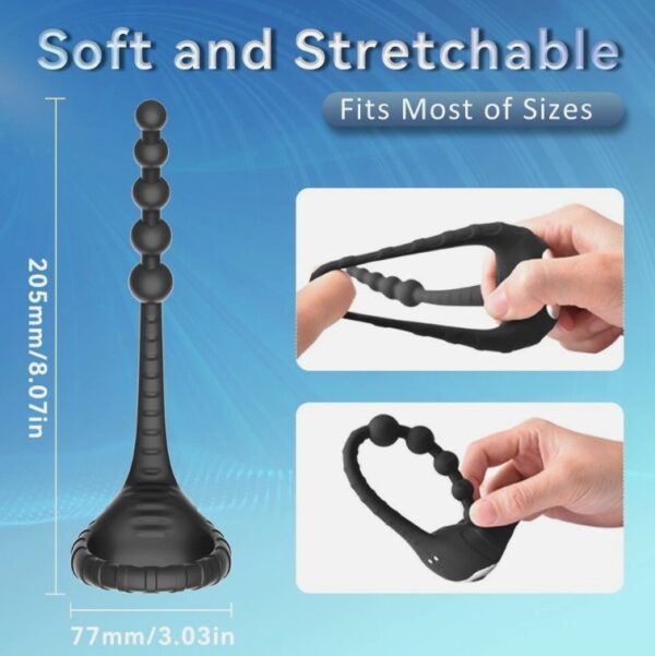 Premium Vibrating Ring Prostate Massager 10 Frequencies Wireless Remote Locking Black Anal Bead Design - Image 8
