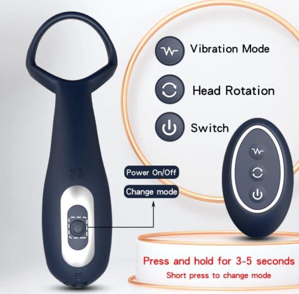 360 degree Rotation Black Silicone Butt Plug Prostate Massager Powerful Dual Motor Vibrator wireless Remote Control - Image 7