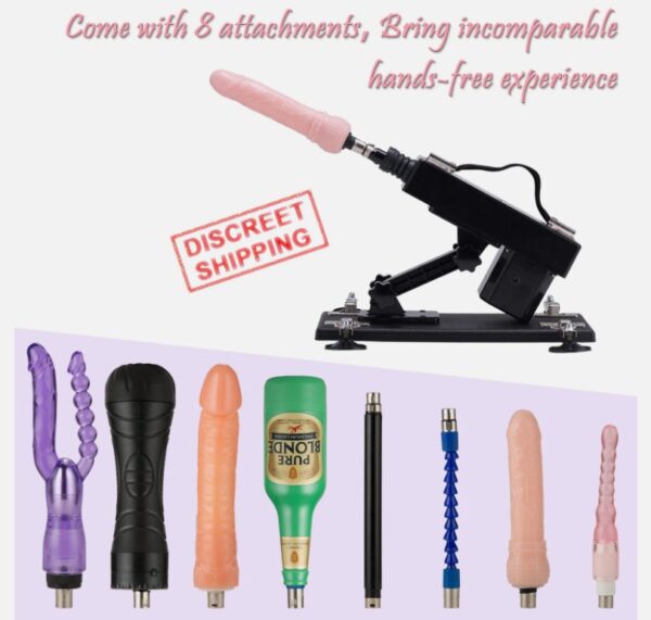 8 Attachment With Automatic Sex Machine Black Men And Women Unisex Sex Tools India - Image 5