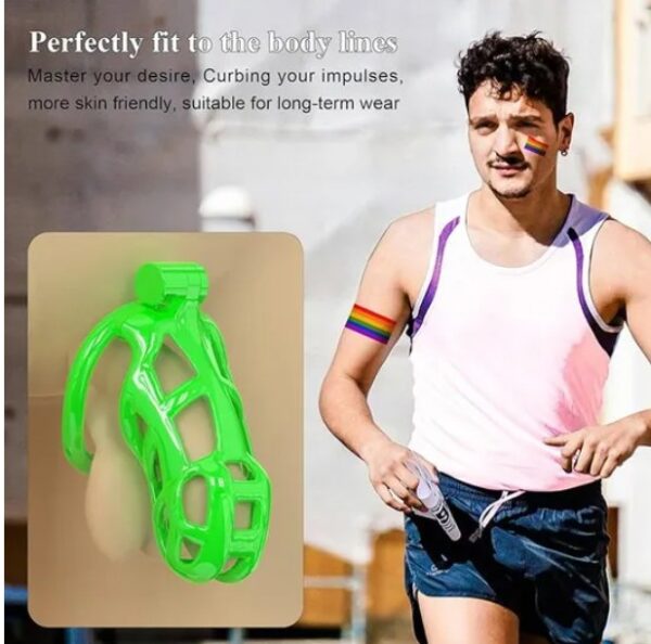 Green Cobra Standard 3D Printed Chastity Kit With Urethral with 5 Sizes Breathable Rings - Image 7