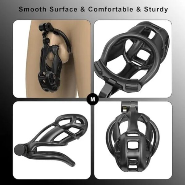 Black Cobra Small 3D Printed Bondage Chastity Kit With Urethral with 5 Sizes Breathable Rings - Image 4