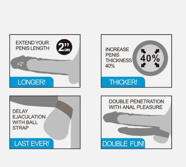 2 inch extension Lovetoy Double Penetration Anal Dildo Sleeve For Men - Image 4