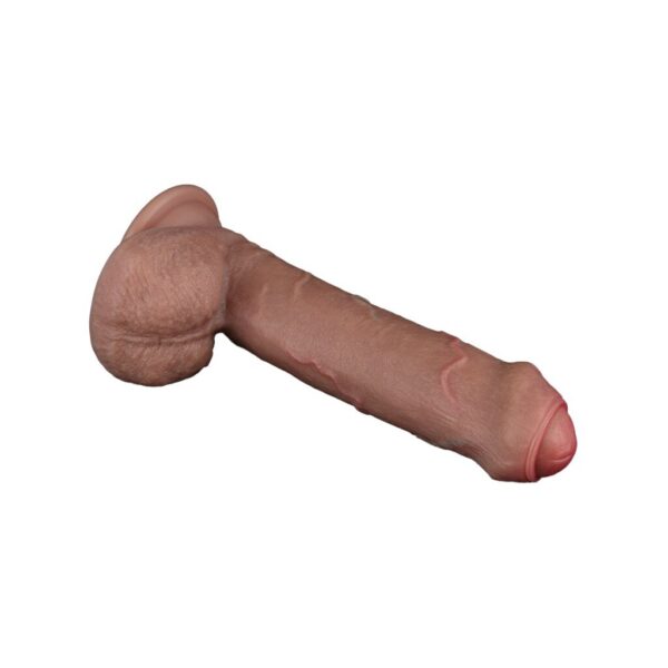 Light Brown LoveToy 8.0 Inches Dual Layered Foreskin Silicone Nature Cock - Image 3