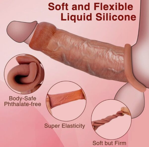 Open Head Hyper Realistic Liquid Silicone Penis Sleeve For Men - Image 4