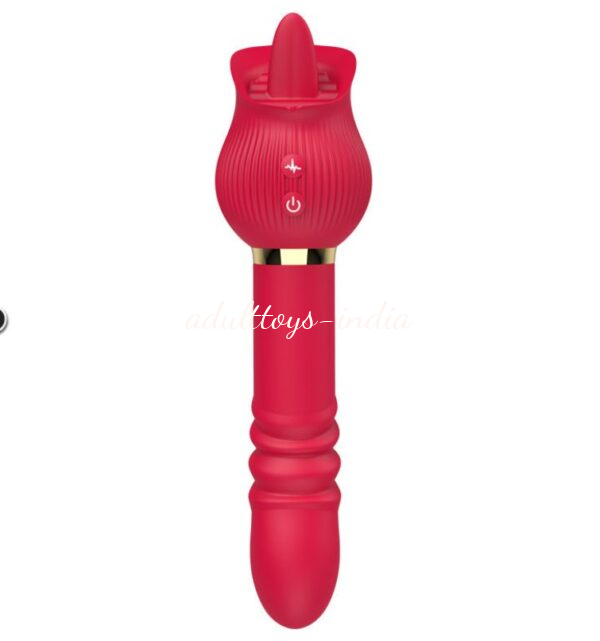 True Tongue Licking Telescopic Thrusting Rose Vibrator For Women - Image 8