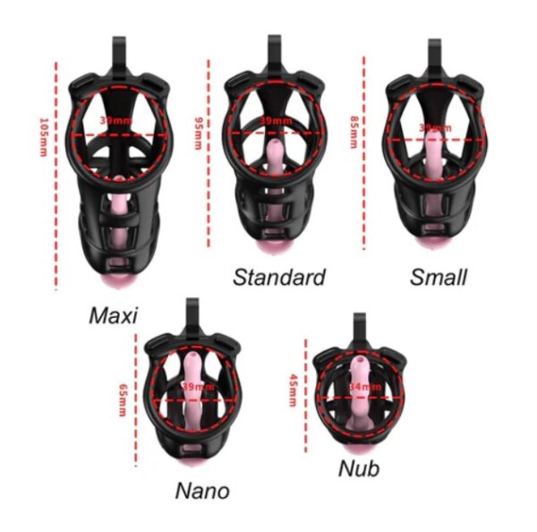 Black Cobra Small 3D Printed Bondage Chastity Kit With Urethral with 5 Sizes Breathable Rings - Image 6