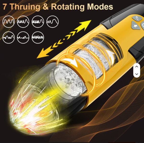 Handsfree Dark Knight Yellow Automatic Thrusting Rotating Vibrating Male Masturbate Sex toy - Image 3