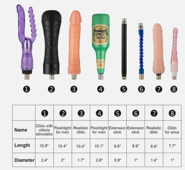 8 Attachment With Automatic Sex Machine Black Men And Women Unisex Sex Tools India - Image 2