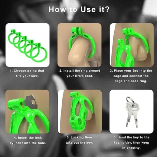 Maxi Green Cobra 3D Printed Chastity Device With Urethral with 5 Sizes Breathable Rings - Image 3