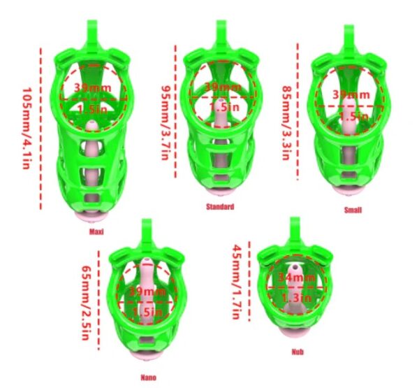 NUB Green Cobra Male Chastity 3D Printed Cage Kits 5 Sizes Breathable Rings with Pussy Catheter - Image 5