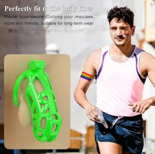 Maxi Green Cobra 3D Printed Chastity Device With Urethral with 5 Sizes Breathable Rings - Image 6
