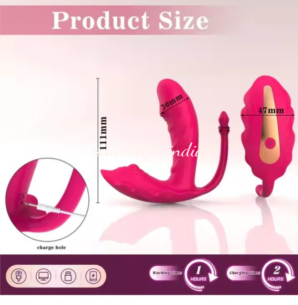 Pink Wearable G-Spot Anal Bead Dildo Vibrator Long Distance App Remote Control Butterfly Panty - Image 7