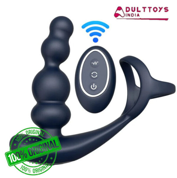 360 degree Rotation Black Silicone Butt Plug Prostate Massager Powerful Dual Motor Vibrator wireless Remote Control - Image 3