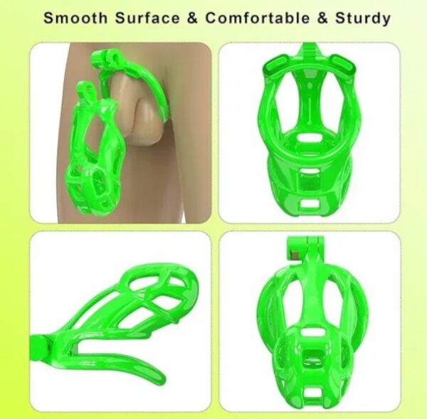Green Cobra Small 3D Printed Chastity Kit With Urethral with 5 Sizes Breathable Rings - Image 3