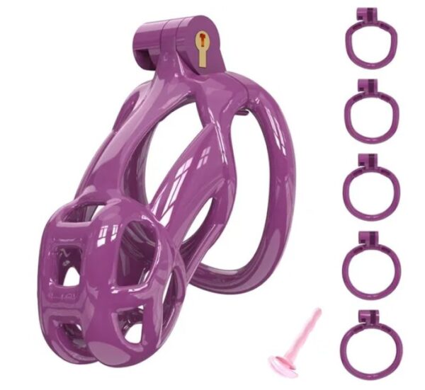 Purple King Cobra 3D Printed Small Chastity Kit With Pink Urethral Catheter - Image 3