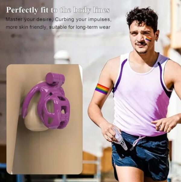 3D Printed Cobra NUB Chastity Kit With Urethral with 5 Sizes Breathable Rings Purple - Image 4