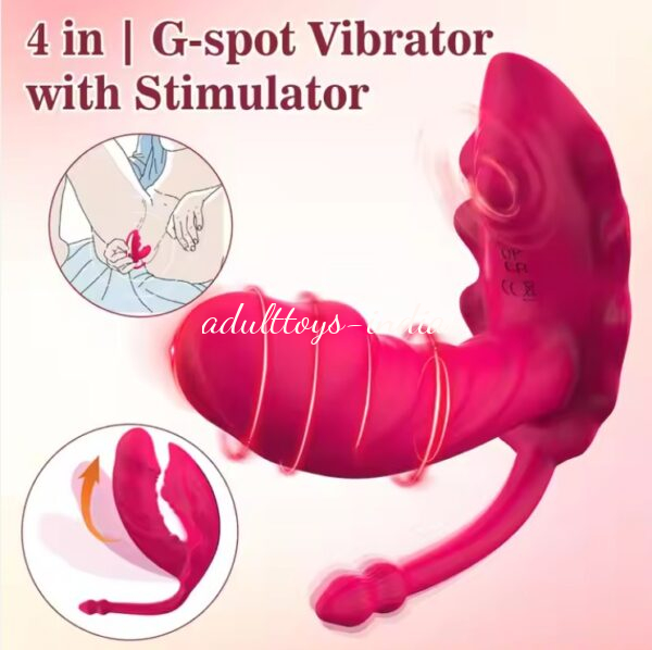 Pink Wearable G-Spot Anal Bead Dildo Vibrator Long Distance App Remote Control Butterfly Panty - Image 2