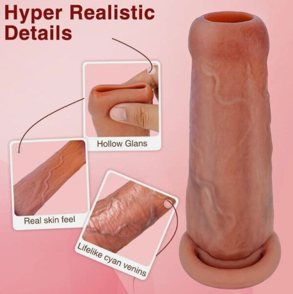 Open Head Hyper Realistic Liquid Silicone Penis Sleeve For Men - Image 2