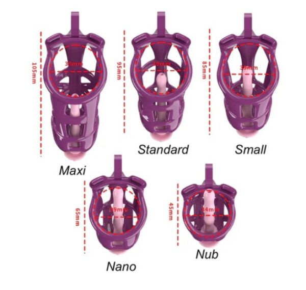 3D Printed Cobra NUB Chastity Kit With Urethral with 5 Sizes Breathable Rings Purple - Image 7