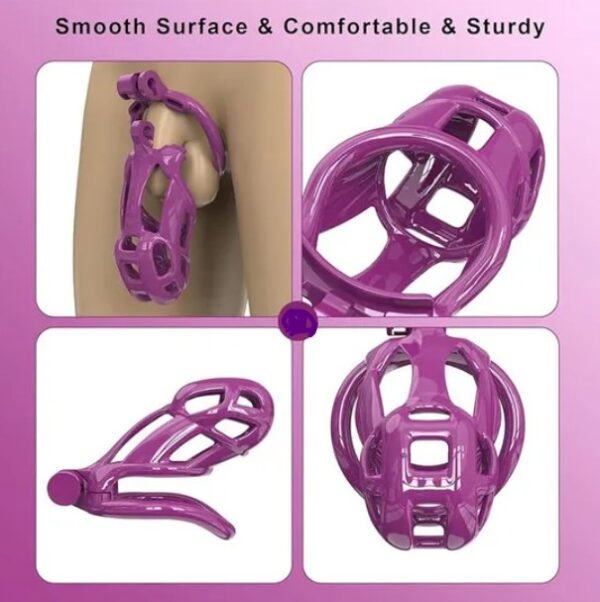 Purple King Cobra 3D Printed Small Chastity Kit With Pink Urethral Catheter - Image 6