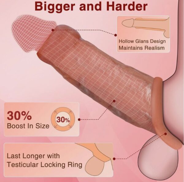Open Head Hyper Realistic Liquid Silicone Penis Sleeve For Men - Image 3
