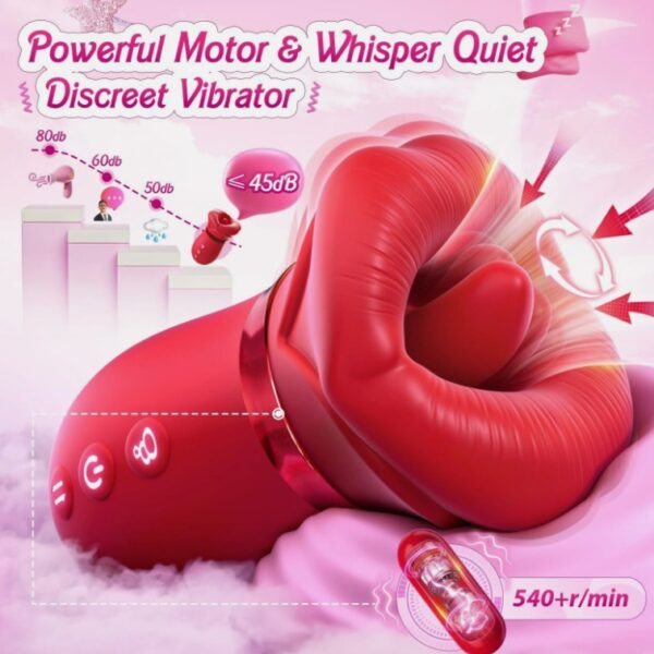 1 IN 4 Mouth Moving Tongue Licking and 1 Manual Sucking Clit Nipple G Spot Red Vibrators - Image 5