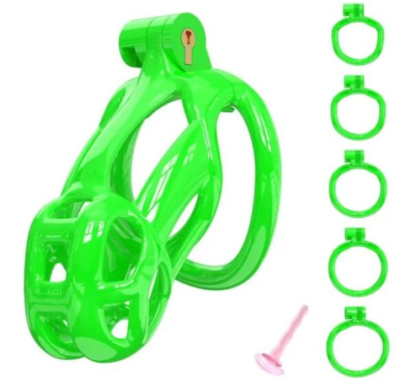 Green Cobra Small 3D Printed Chastity Kit With Urethral with 5 Sizes Breathable Rings - Image 2