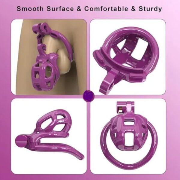 3D Printed Cobra NUB Chastity Kit With Urethral with 5 Sizes Breathable Rings Purple - Image 6