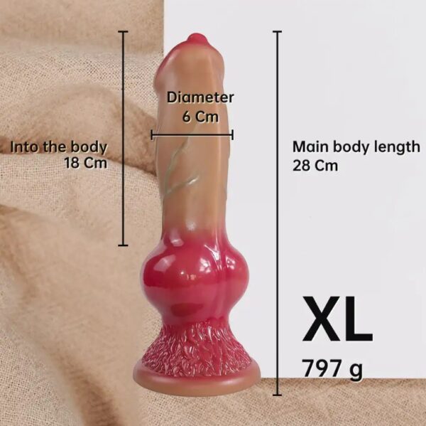 11 Inches XL Silicone Dog Dildo with Strong Suction Cup-Flesh - Image 5