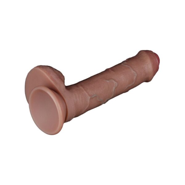 Light Brown LoveToy 8.0 Inches Dual Layered Foreskin Silicone Nature Cock - Image 4