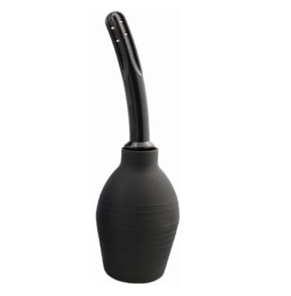 Anal Vagina Silicone Doll Enema Bulb with Arc Shape in Black - Image 3
