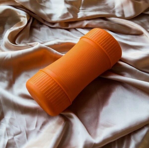Deep Oral Sex Dual Head Mouth And Pussy Mini Cup For Men -Orange - Image 5