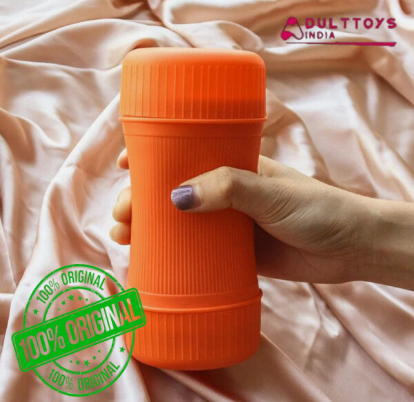 Deep Oral Sex Dual Head Mouth And Pussy Mini Cup For Men -Orange