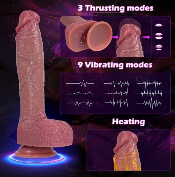10 Inches Heating Thrusting Realistic Dildo Vibrator Wireless Remote Control With Strong Suction Cup - Image 5