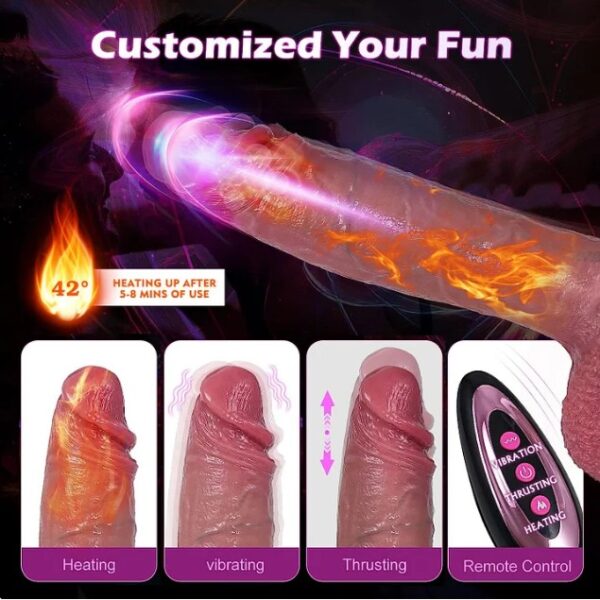 10 Inches Heating Thrusting Realistic Dildo Vibrator Wireless Remote Control With Strong Suction Cup - Image 3