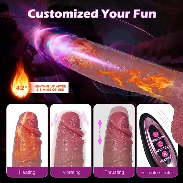 10 Inches Heating Thrusting Realistic Dildo Vibrator Wireless Remote Control With Strong Suction Cup - Image 3