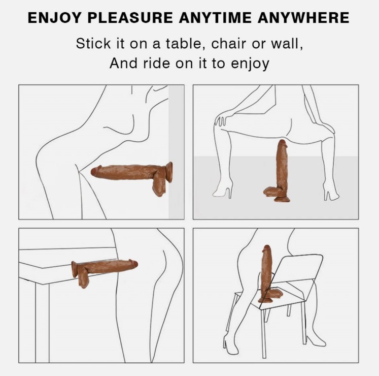 12inch Long Silicone Realistic Huge Dildo Cock Suction Cup Women Sex Toys -Brown - Image 4