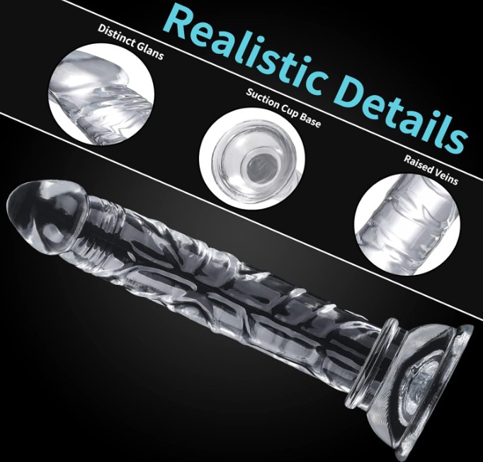 5.7 Inches Crystal Clear Beginners to Advanced Users Anal Dildos with Strong Suction - Image 2