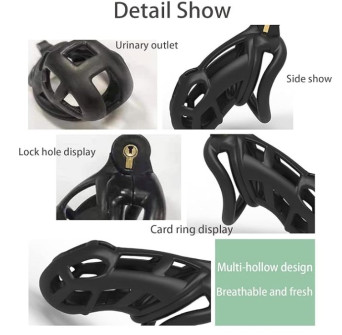 Invisible Lock Male Comfortable Cobra Nano Chastity Device with 4 Rings - Image 3