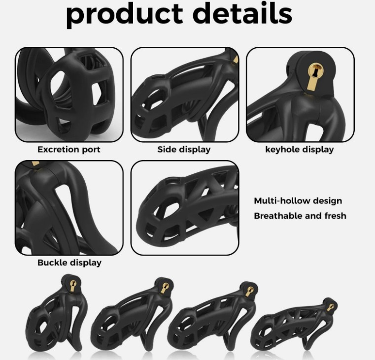 Black Penis Lock Cobra Chastity Cage-Small - Image 4