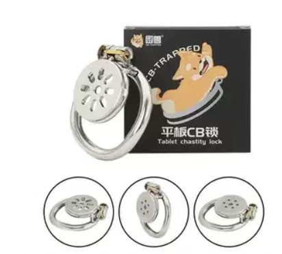 Unique Design Flat Stainless Steel Chastity Lock Male Cage Chastity Device(50mm) - Image 7