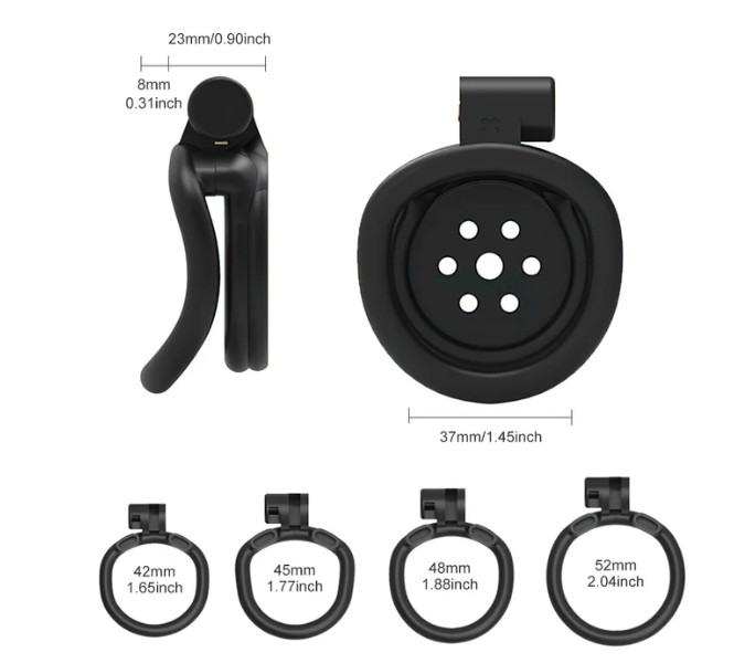 Premium Flat Gatling Chastity Cage Black - Image 2