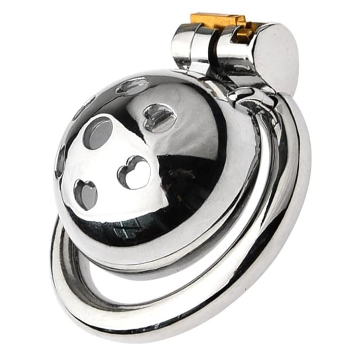 Heart Shape Hole Steel Male Chastity Cage Prevent Erection for Men - Image 4