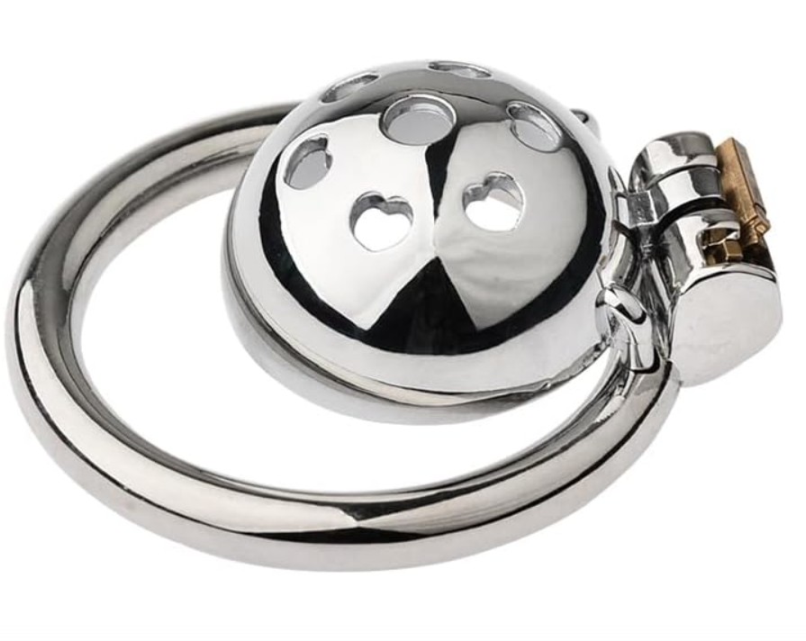 Heart Shape Hole Steel Male Chastity Cage Prevent Erection for Men - Image 3