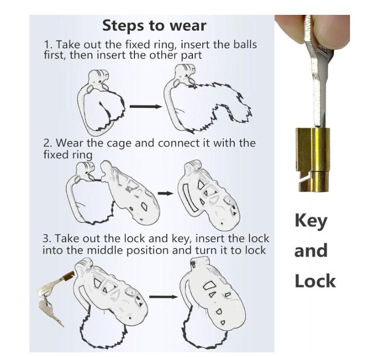 Invisible Lock Male Comfortable Cobra Nano Chastity Device with 4 Rings - Image 4