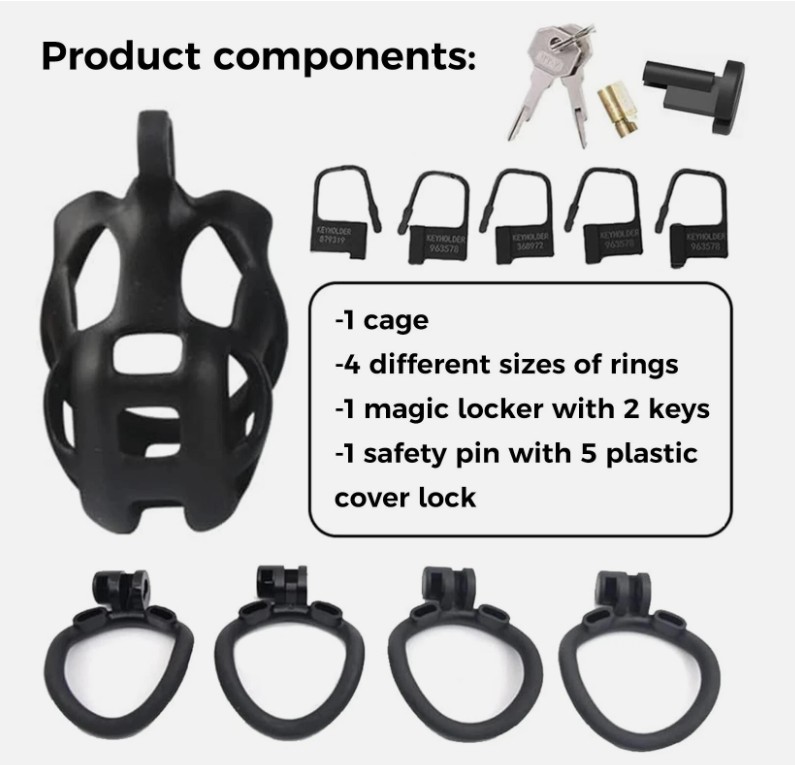 Black Penis Lock Cobra Chastity Cage-Small - Image 3